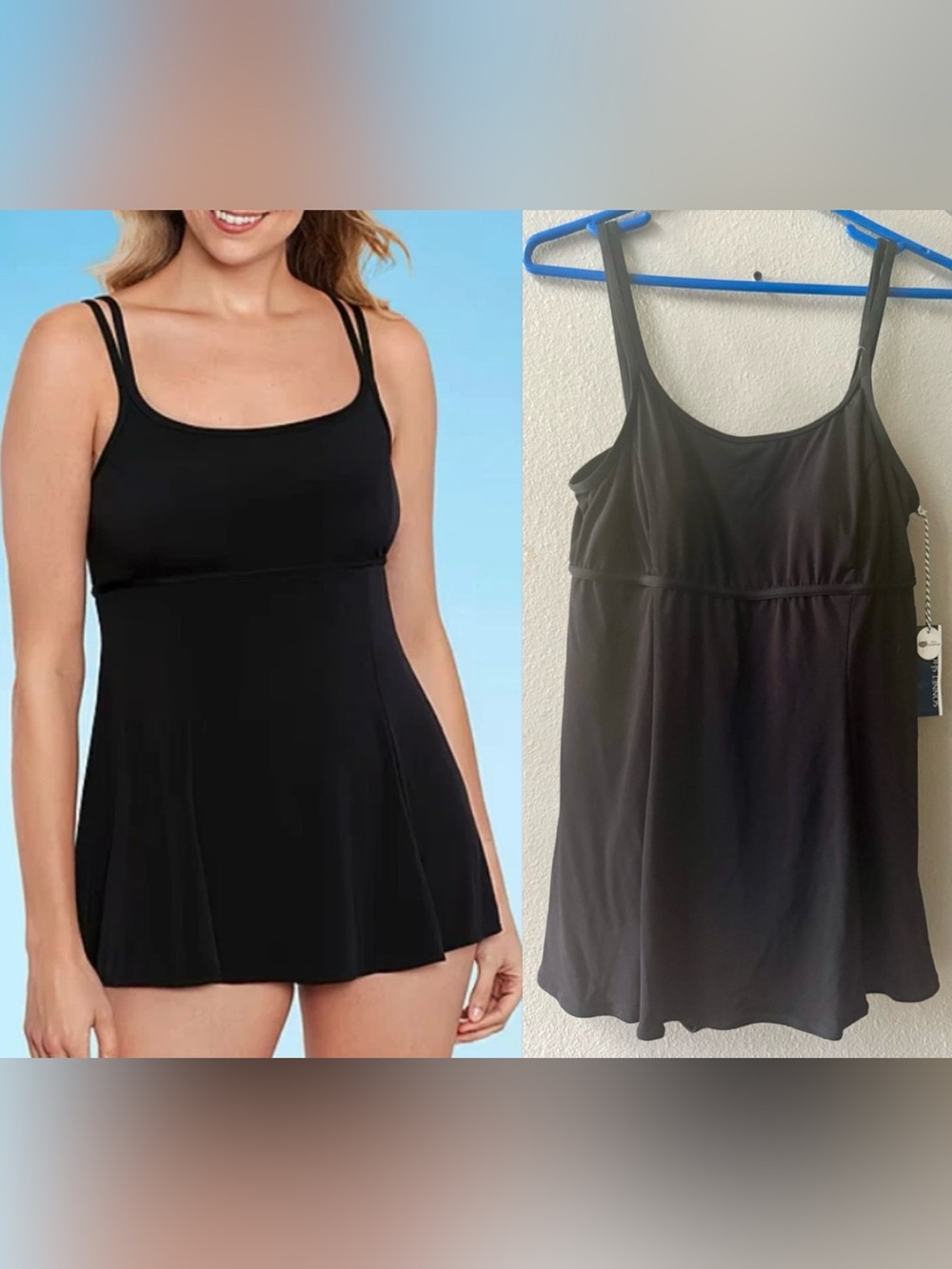 Sonnet Shores Swim Dress Tummy Control Black MSRP $84.00 SIZE 12~NWT